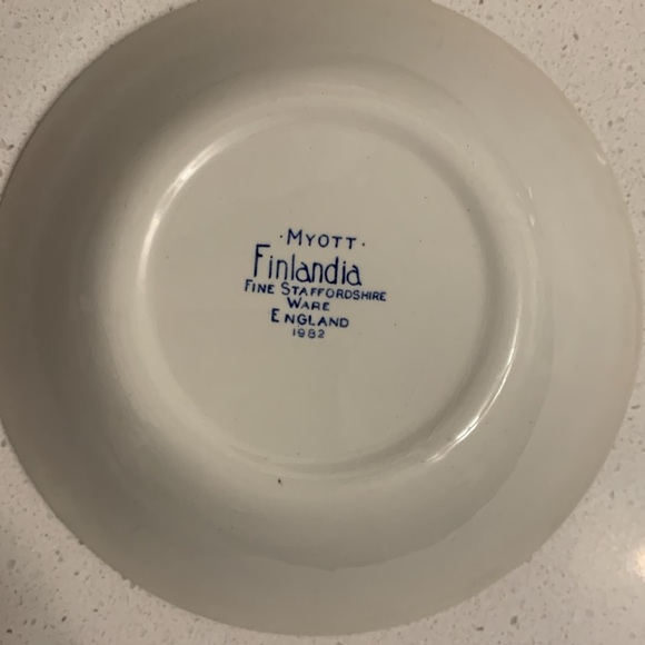 Set of 4 Vintage Myott Finlandia Soup/Salad Bowls 6.25 Some Crazing Classic Blue - Picture 5 of 8
